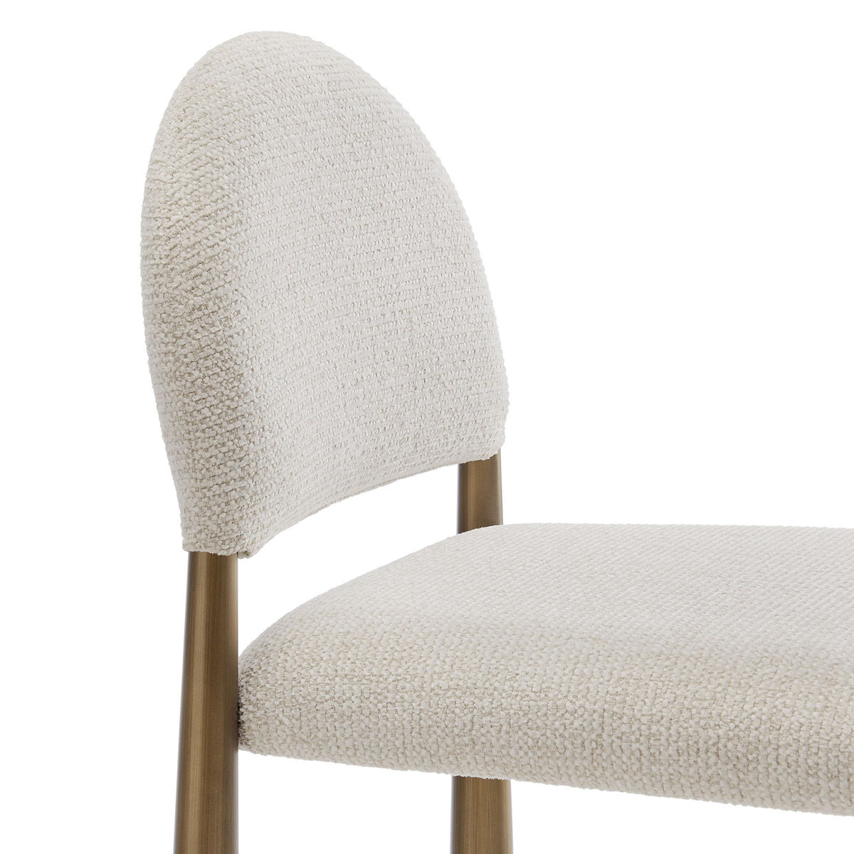Hayley Upholstered Fabric Counter Stools Set of 2 - Brass Cream