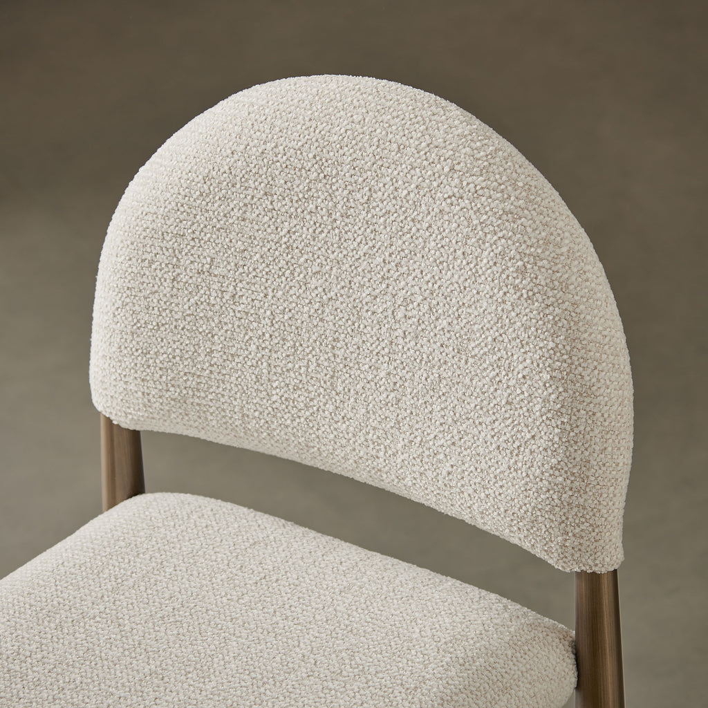 Hayley Upholstered Fabric Counter Stools Set of 2 - Brass Cream