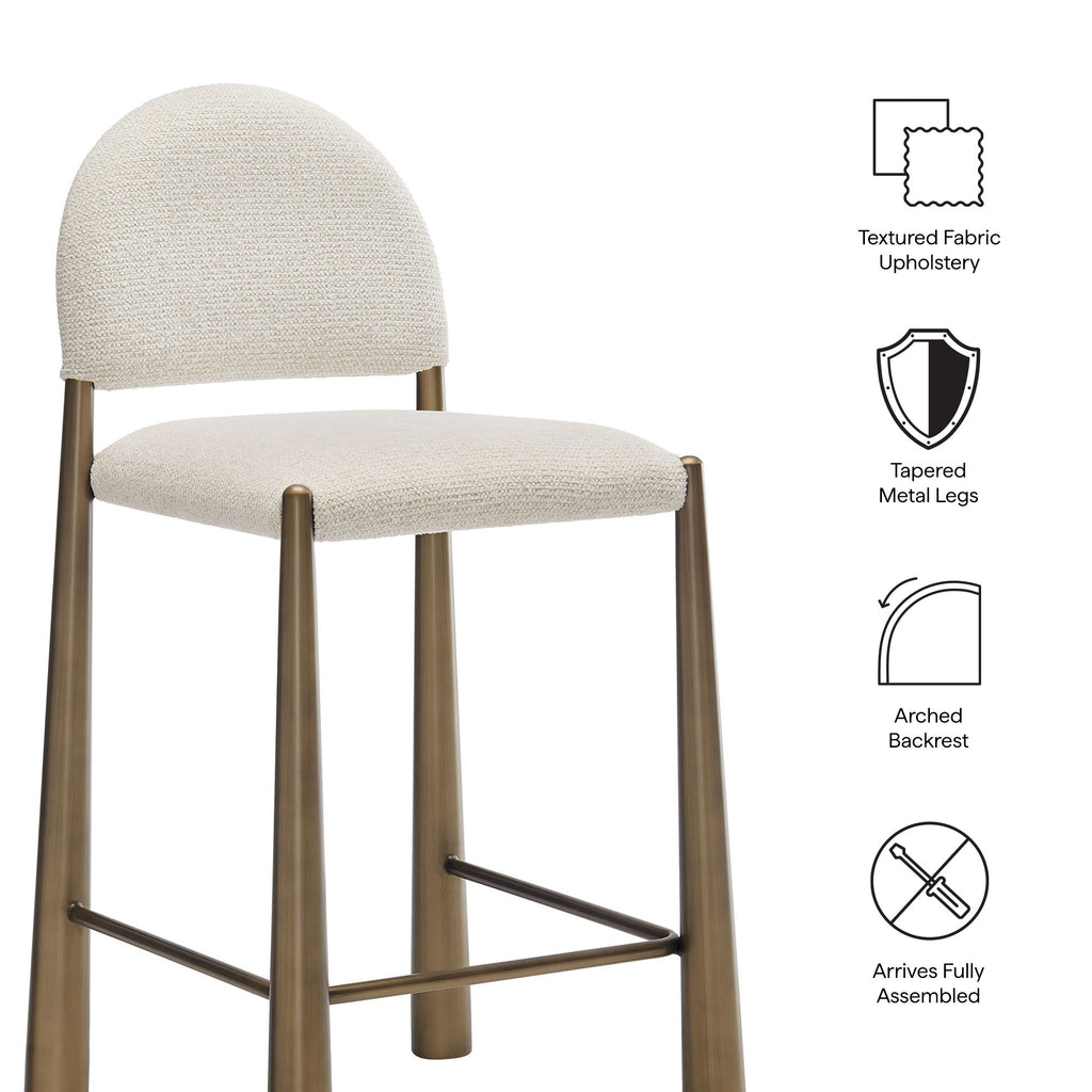 Hayley Upholstered Fabric Counter Stools Set of 2 - Brass Cream