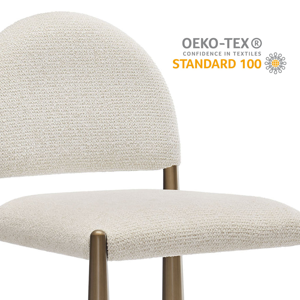 Hayley Upholstered Fabric Counter Stools Set of 2 - Brass Cream