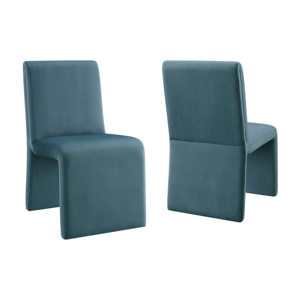 Emory Performance Velvet Dining Side Chair Set of 2 - Cadet Blue