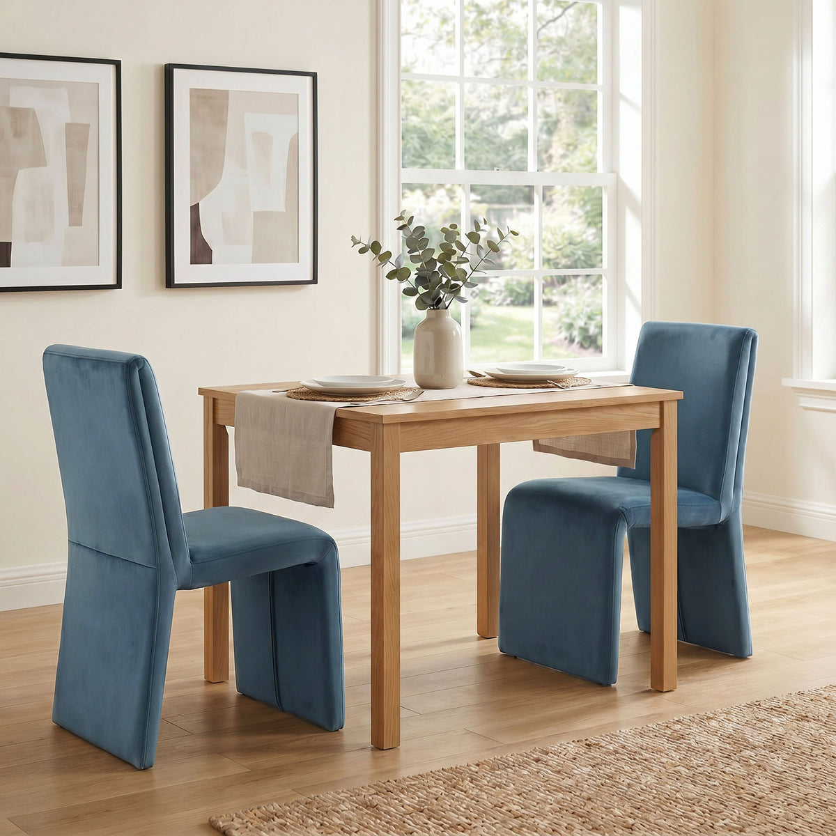Emory Performance Velvet Dining Side Chair Set of 2 - Cadet Blue