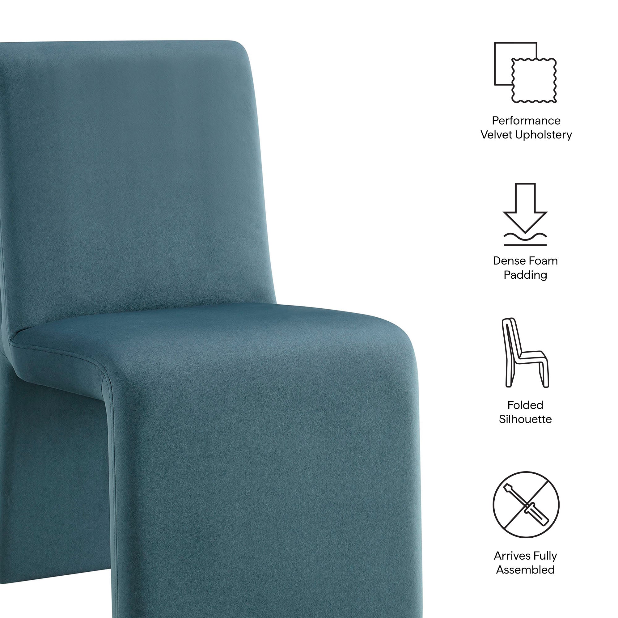 Emory Performance Velvet Dining Side Chair Set of 2 - Cadet Blue