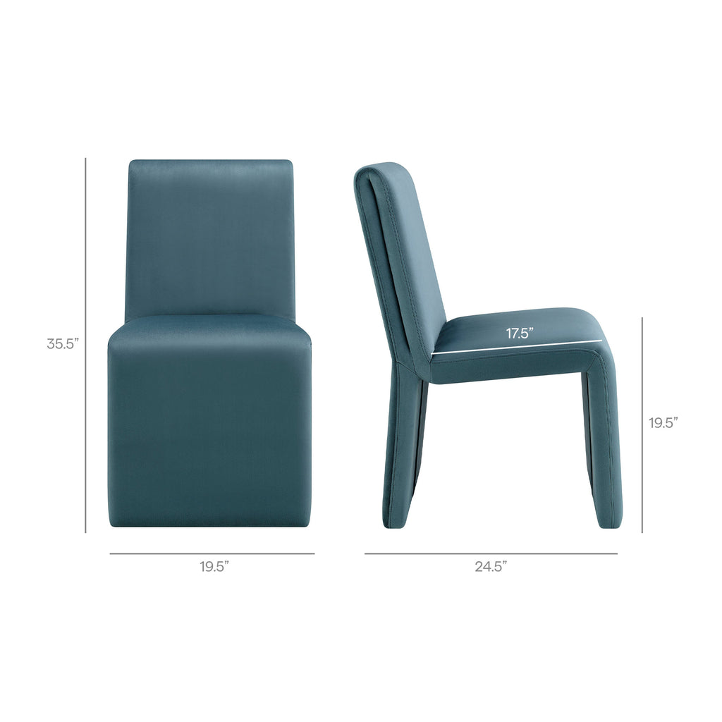 Emory Performance Velvet Dining Side Chair Set of 2 - Cadet Blue