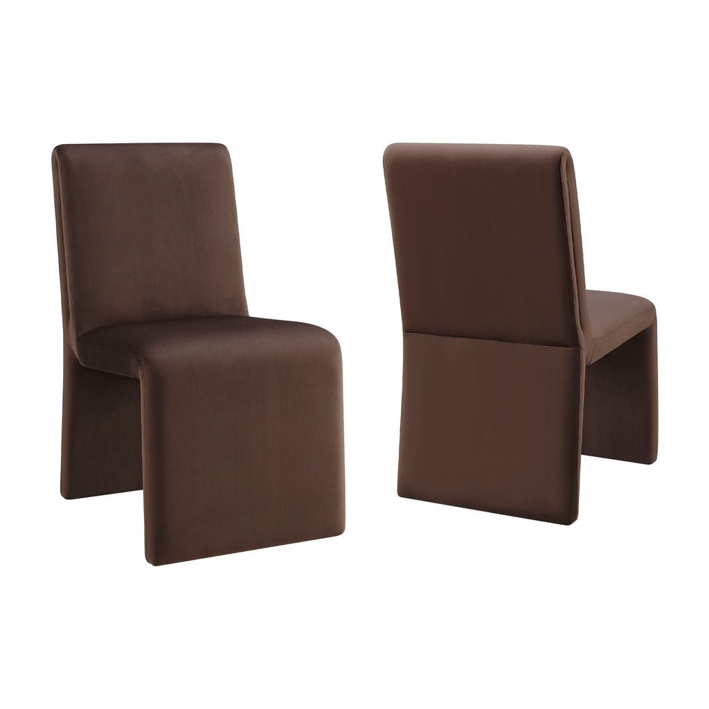 Emory Performance Velvet Dining Side Chair Set of 2 - Chocolate Brown