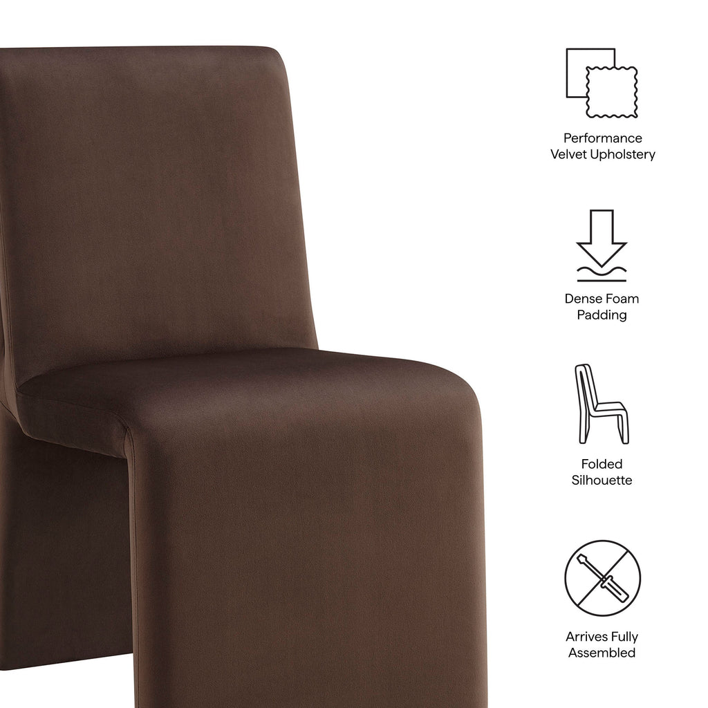 Emory Performance Velvet Dining Side Chair Set of 2 - Chocolate Brown