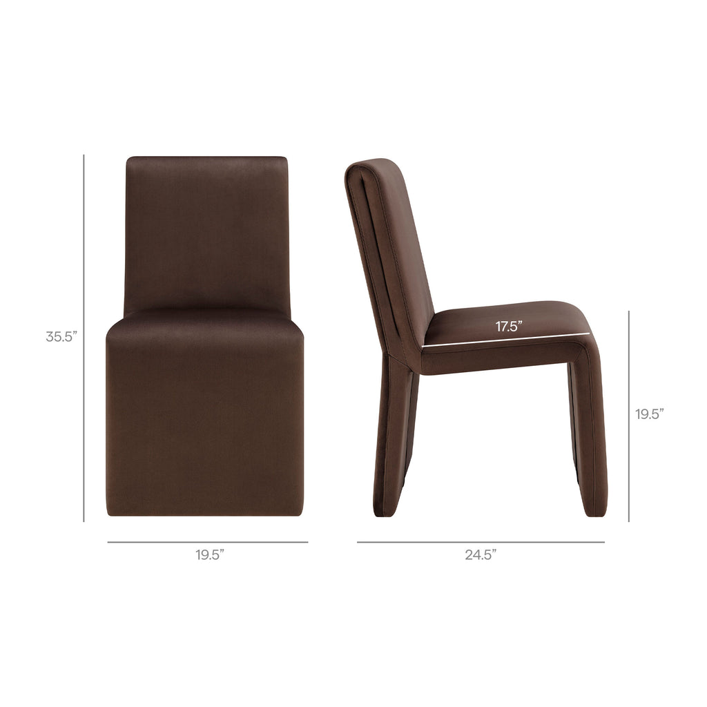 Emory Performance Velvet Dining Side Chair Set of 2 - Chocolate Brown