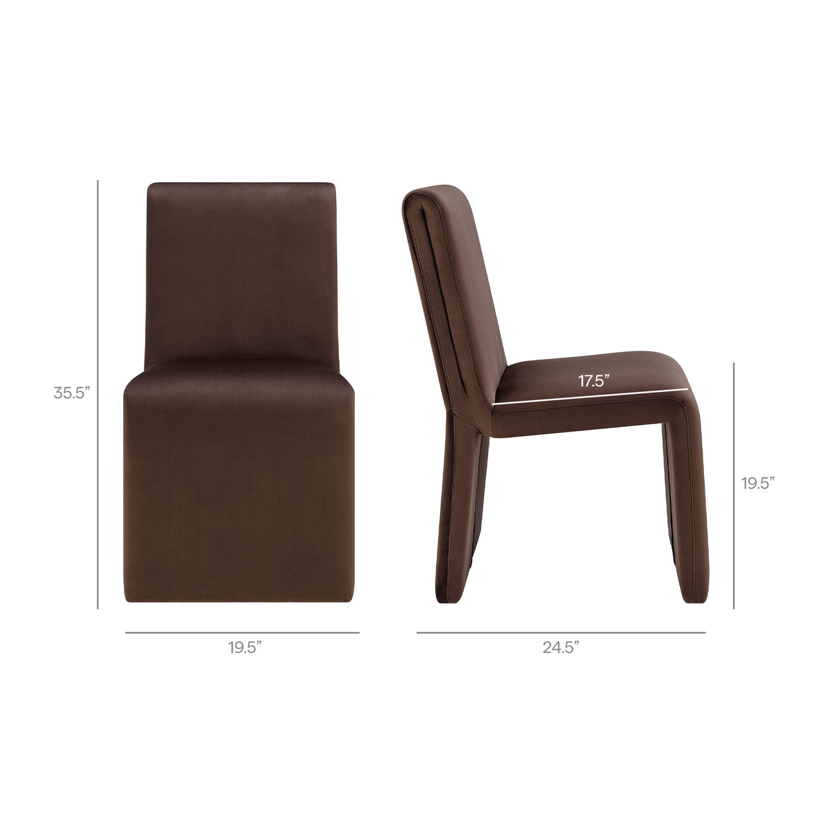 Emory Performance Velvet Dining Side Chair Set of 2 - Chocolate Brown