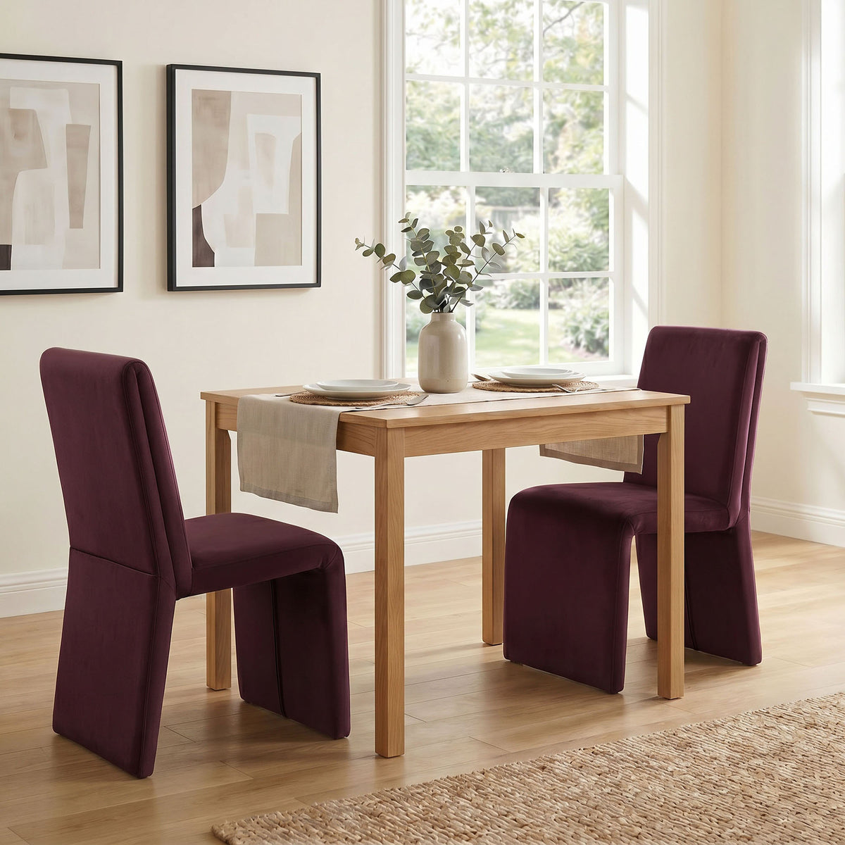 Emory Performance Velvet Dining Side Chair Set of 2 - Mulberry
