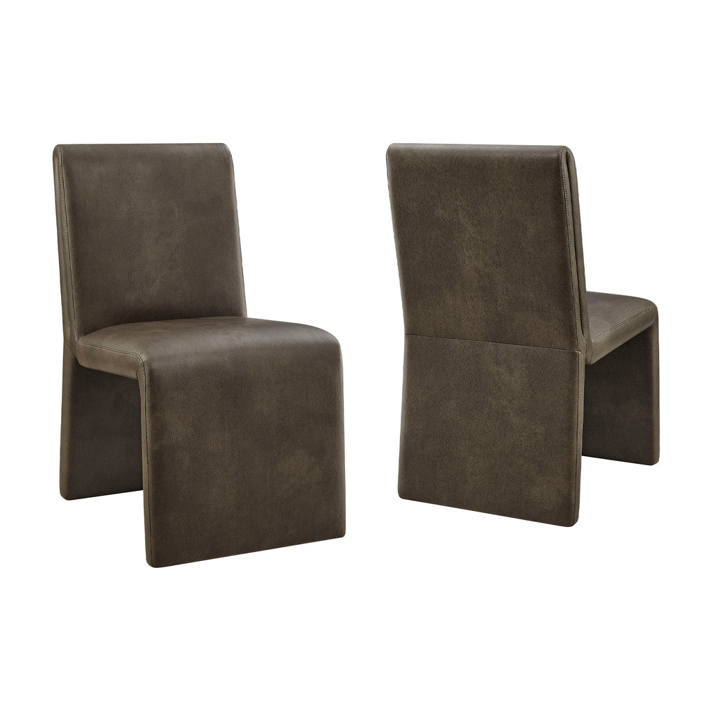 Emory Vegan Leather Dining Side Chair Set of 2 - Mushroom