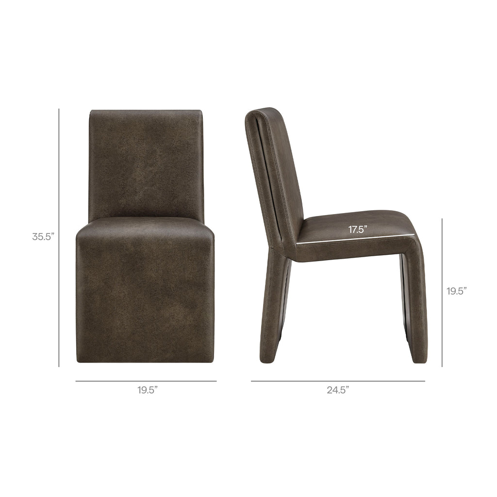 Emory Vegan Leather Dining Side Chair Set of 2 - Mushroom