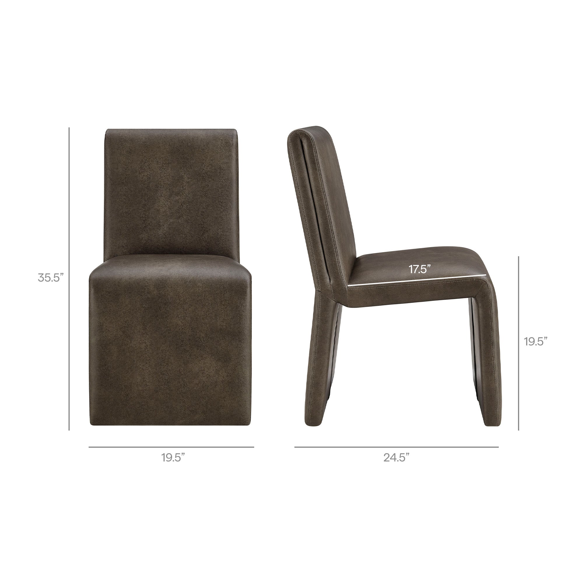 Emory Vegan Leather Dining Side Chair Set of 2 - Mushroom