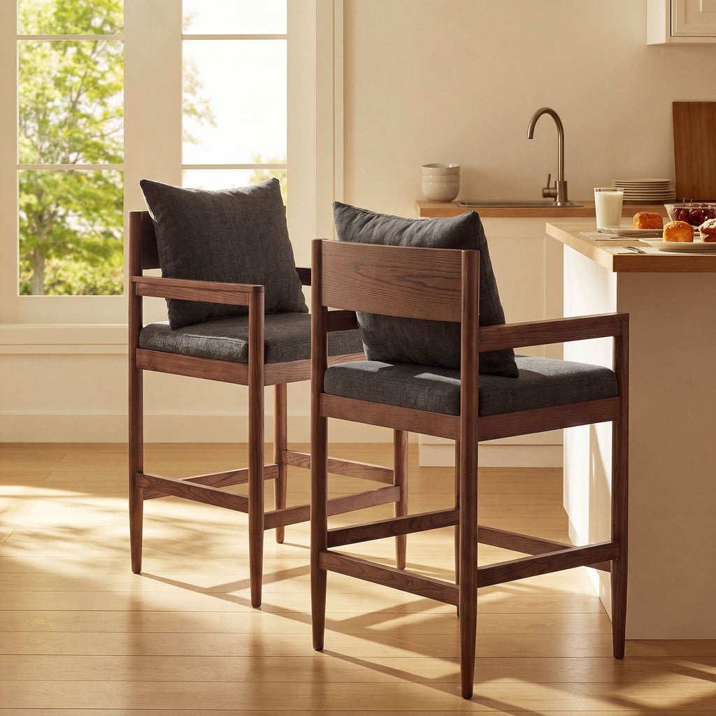 Remington Wood Counter Stool Set of 2 - Charcoal