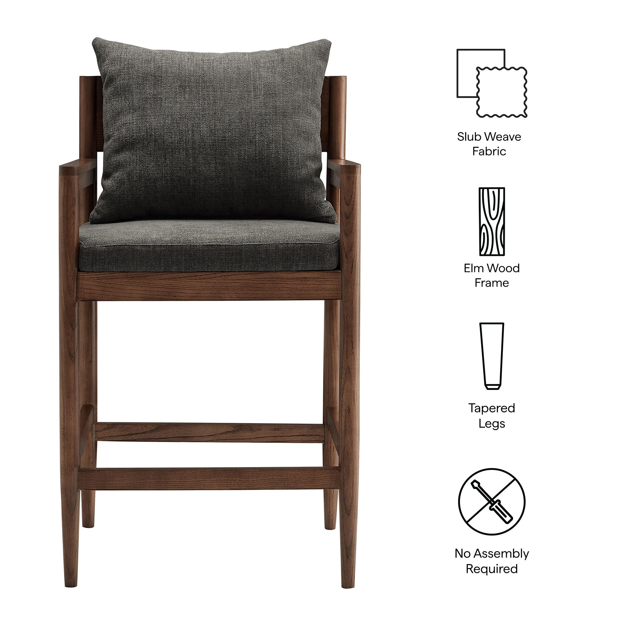 Remington Wood Counter Stool Set of 2 - Charcoal