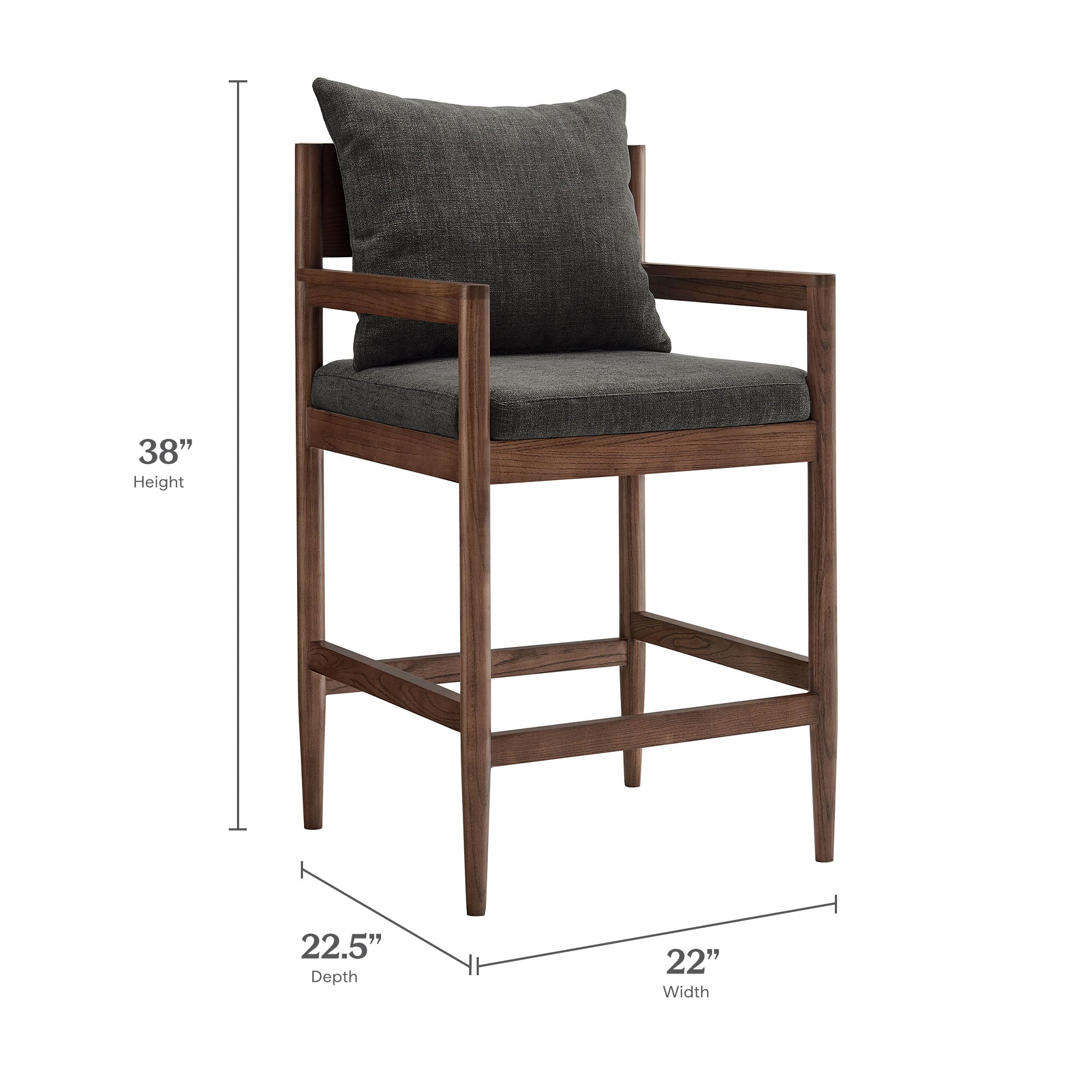 Remington Wood Counter Stool Set of 2 - Charcoal
