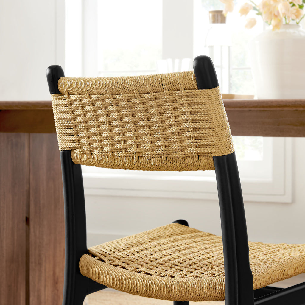 Wynn Rope and Wood Dining Side Chair - Black Natural