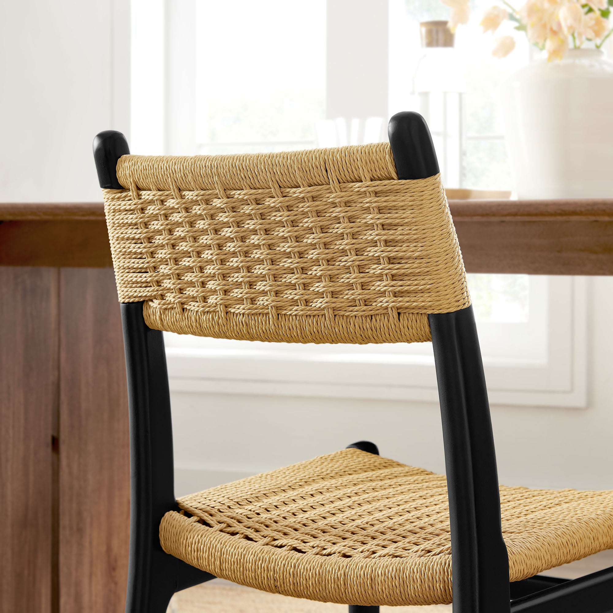 Wynn Rope and Wood Dining Side Chair - Black Natural