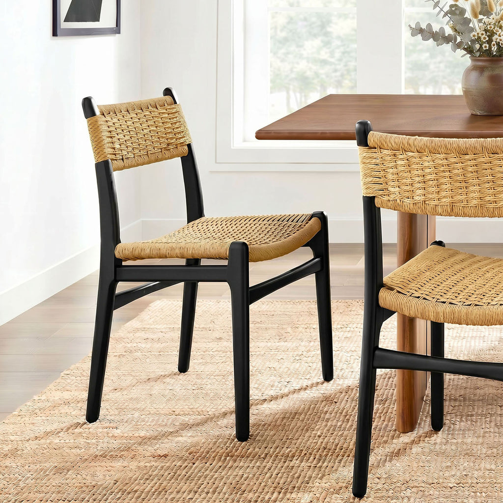 Wynn Rope and Wood Dining Side Chair - Black Natural