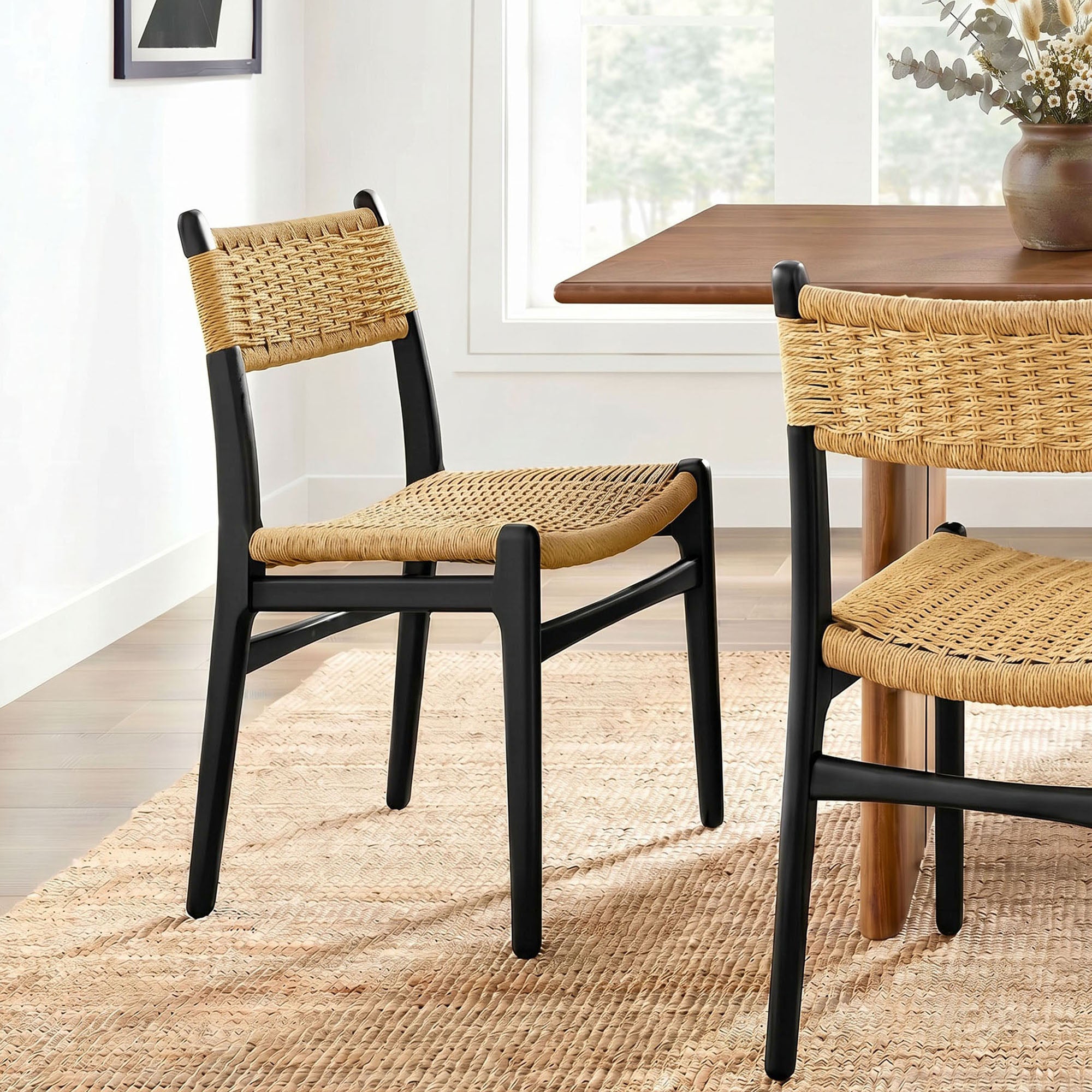 Wynn Rope and Wood Dining Side Chair - Black Natural