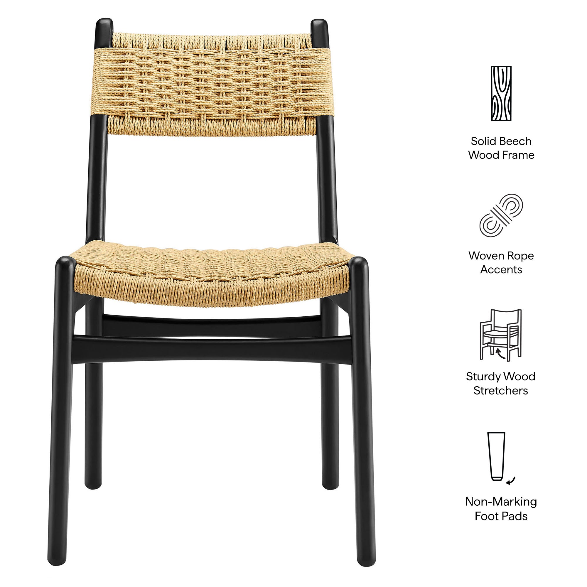 Wynn Rope and Wood Dining Side Chair - Black Natural