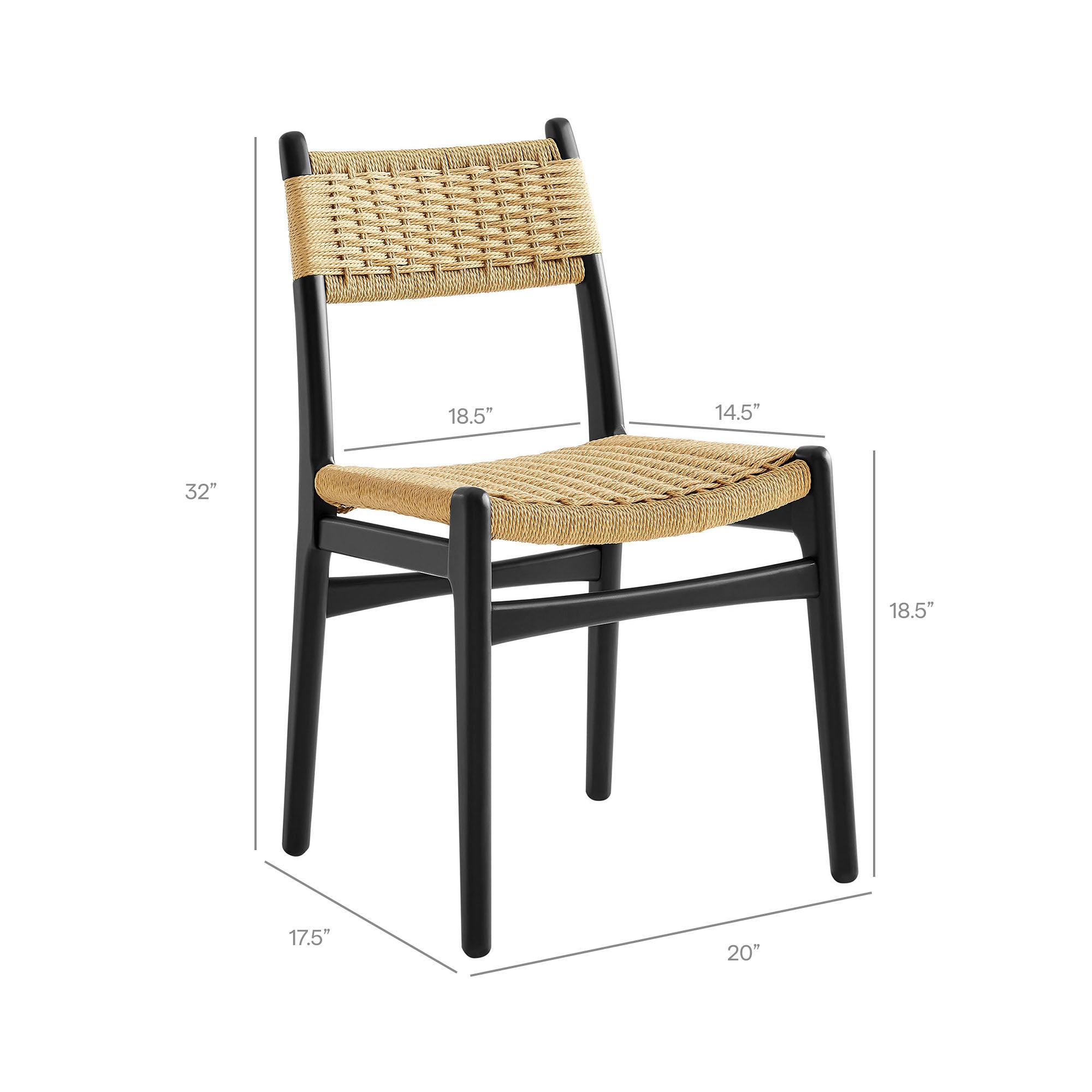 Wynn Rope and Wood Dining Side Chair - Black Natural