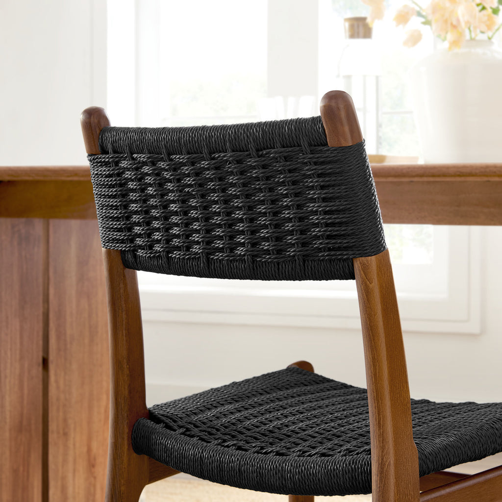 Wynn Rope and Wood Dining Side Chair - Walnut Black