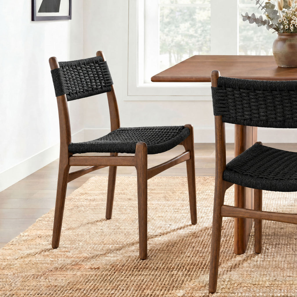 Wynn Rope and Wood Dining Side Chair - Walnut Black