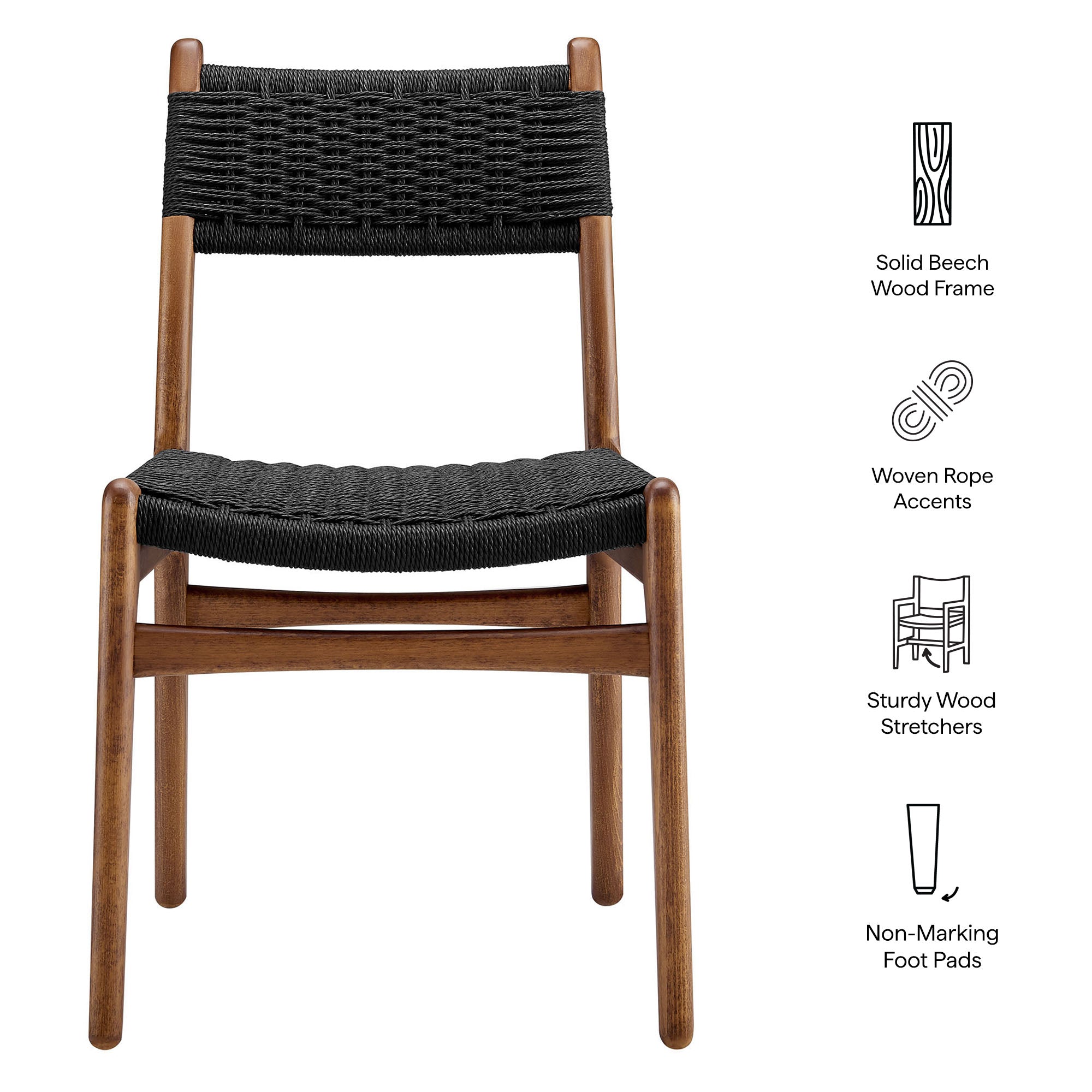 Wynn Rope and Wood Dining Side Chair - Walnut Black