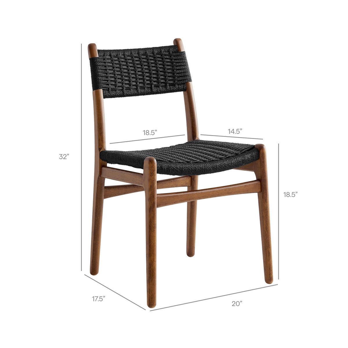 Wynn Rope and Wood Dining Side Chair - Walnut Black