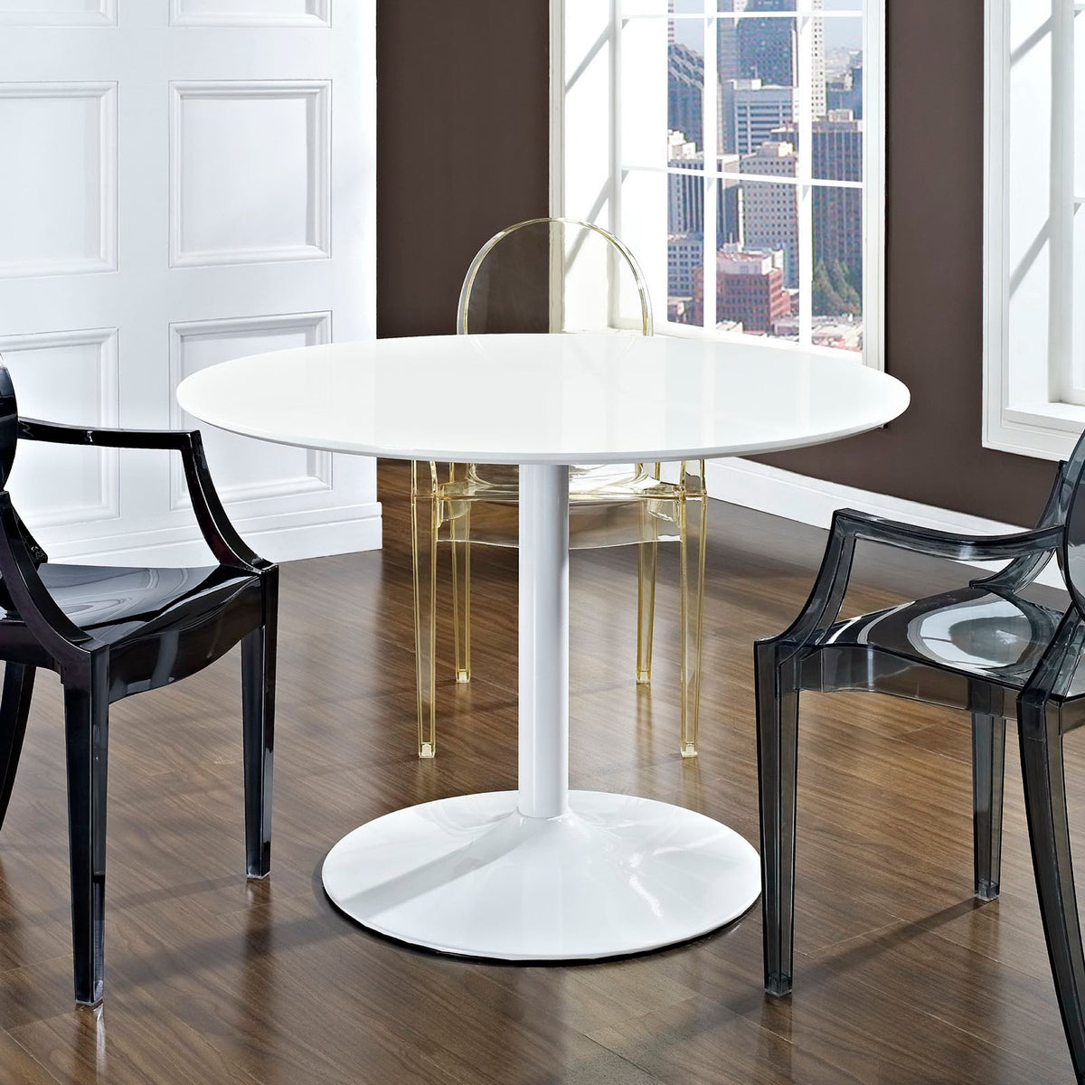 Revolve Round Wood Dining Table - White