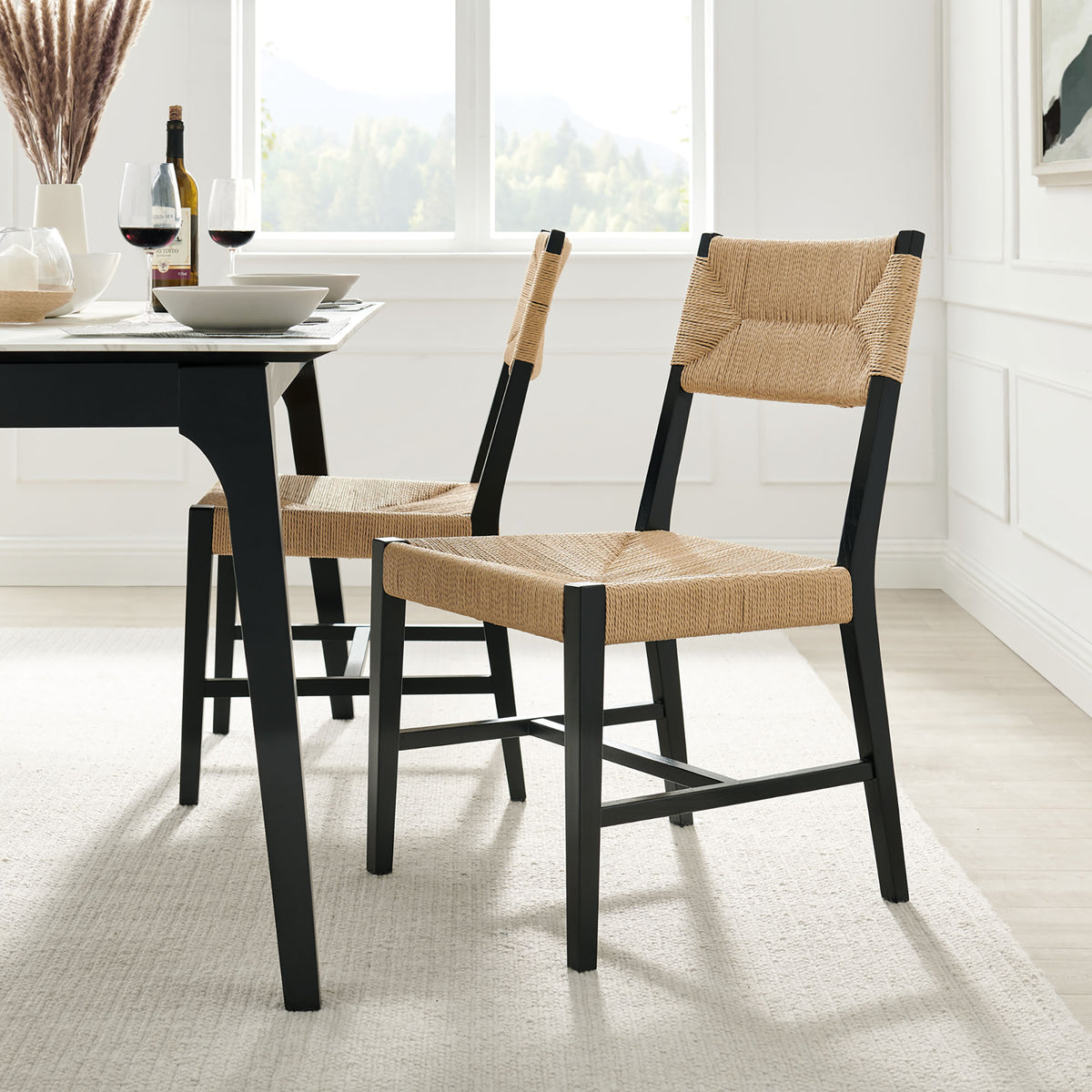 Bodie Wood Dining Chair Set of 2 - Black Natural