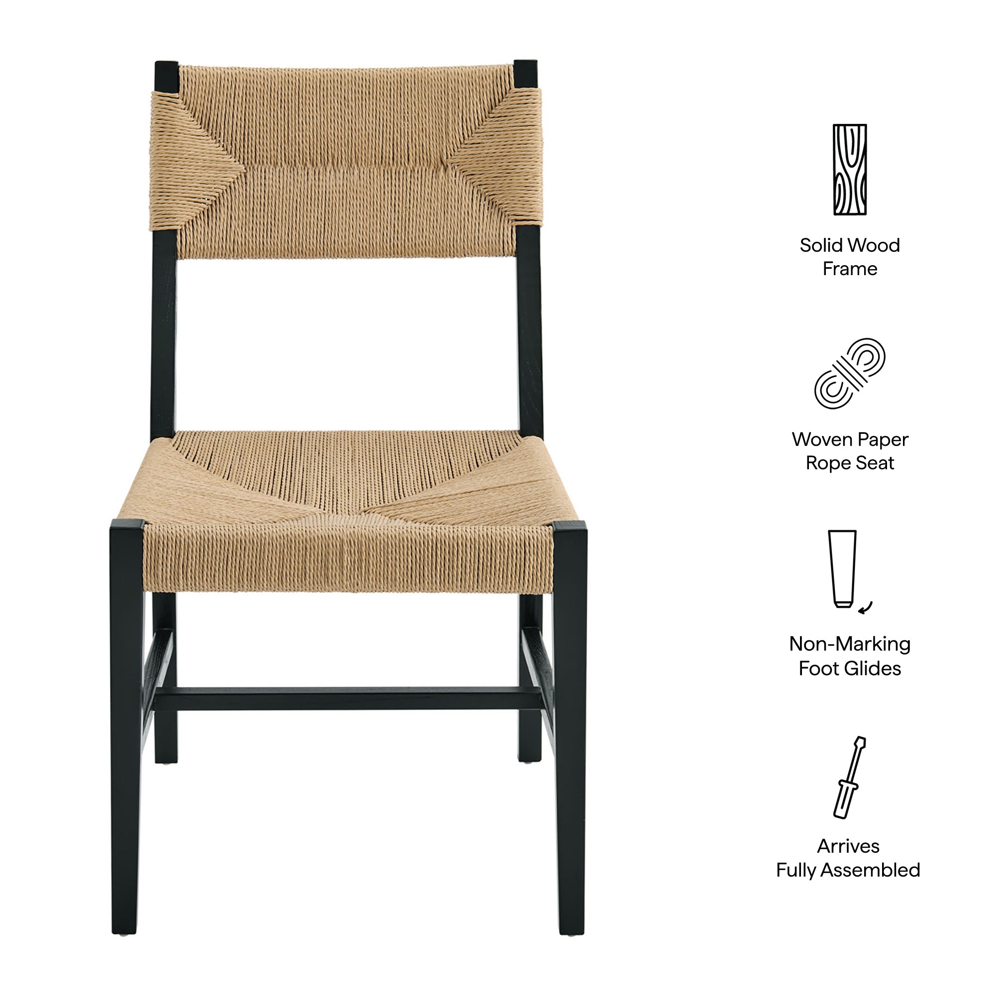 Bodie Wood Dining Chair Set of 2 - Black Natural