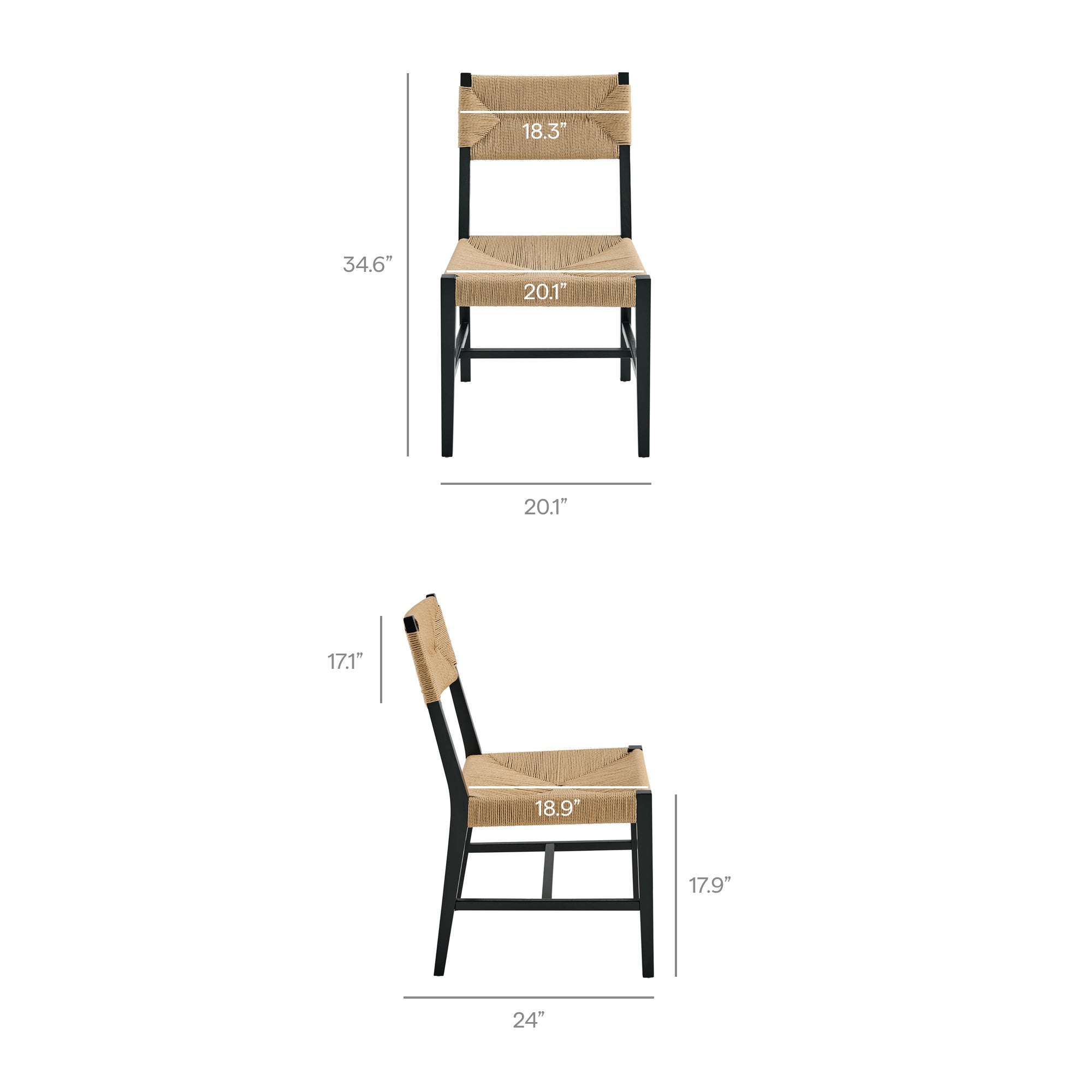 Bodie Wood Dining Chair Set of 2 - Black Natural