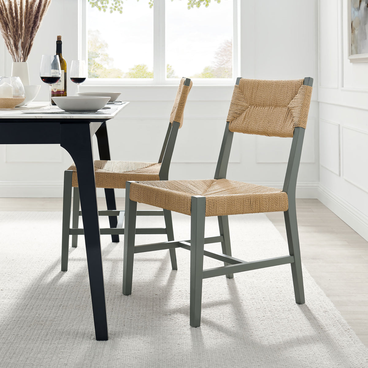 Bodie Wood Dining Chair Set of 2 - Light Gray Natural
