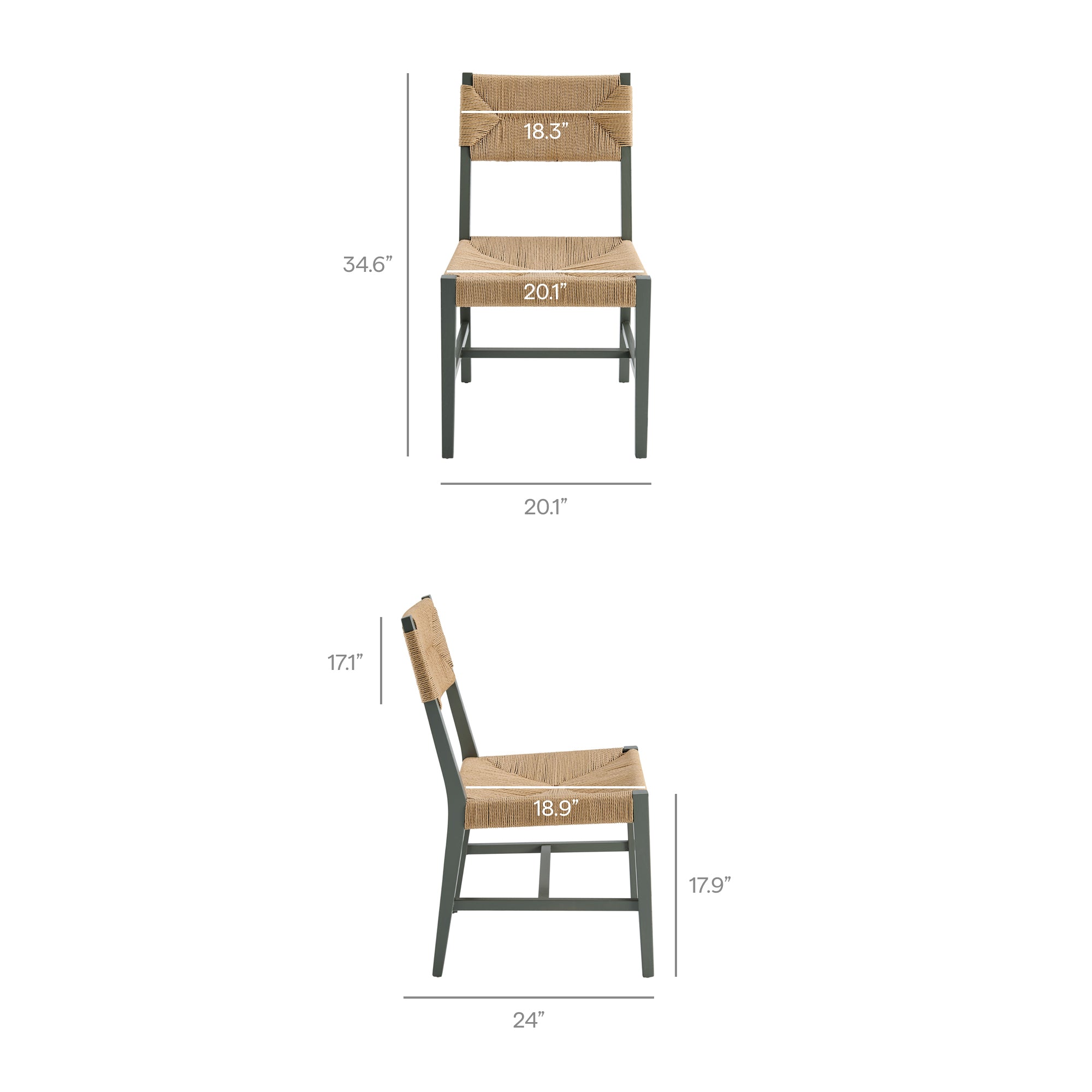 Bodie Wood Dining Chair Set of 2 - Light Gray Natural