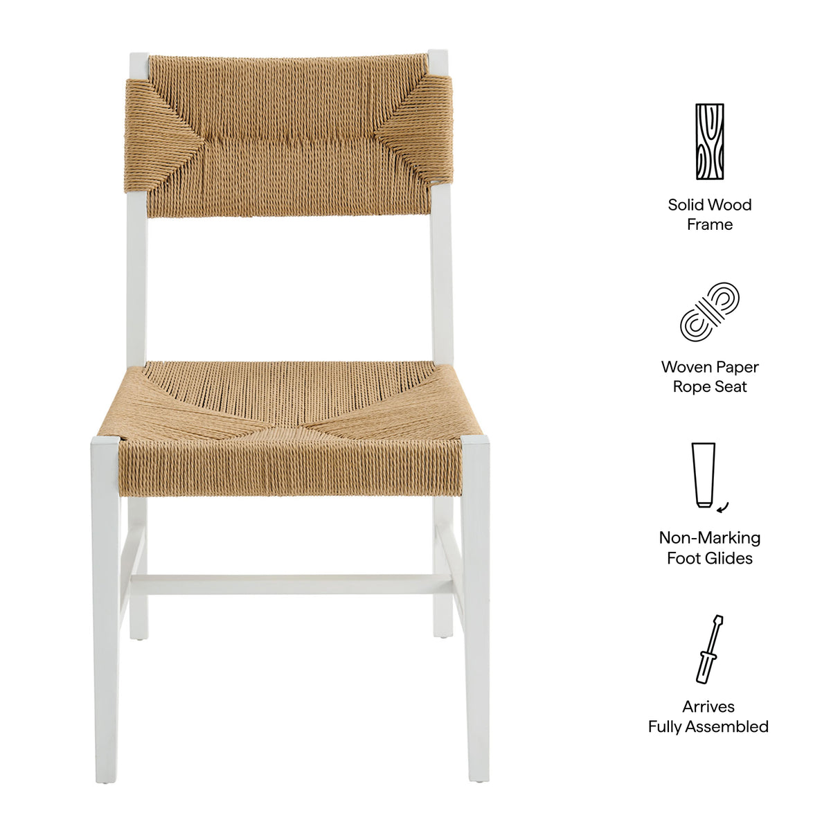 Bodie Wood Dining Chair Set of 2 - White Natural