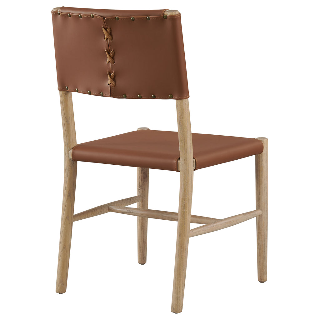 Dover Wood Vegan Leather Dining Side Chair - Natural