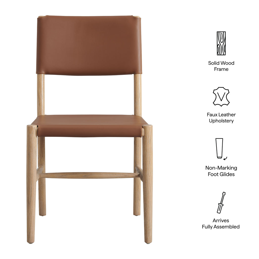 Dover Wood Vegan Leather Dining Side Chair - Natural
