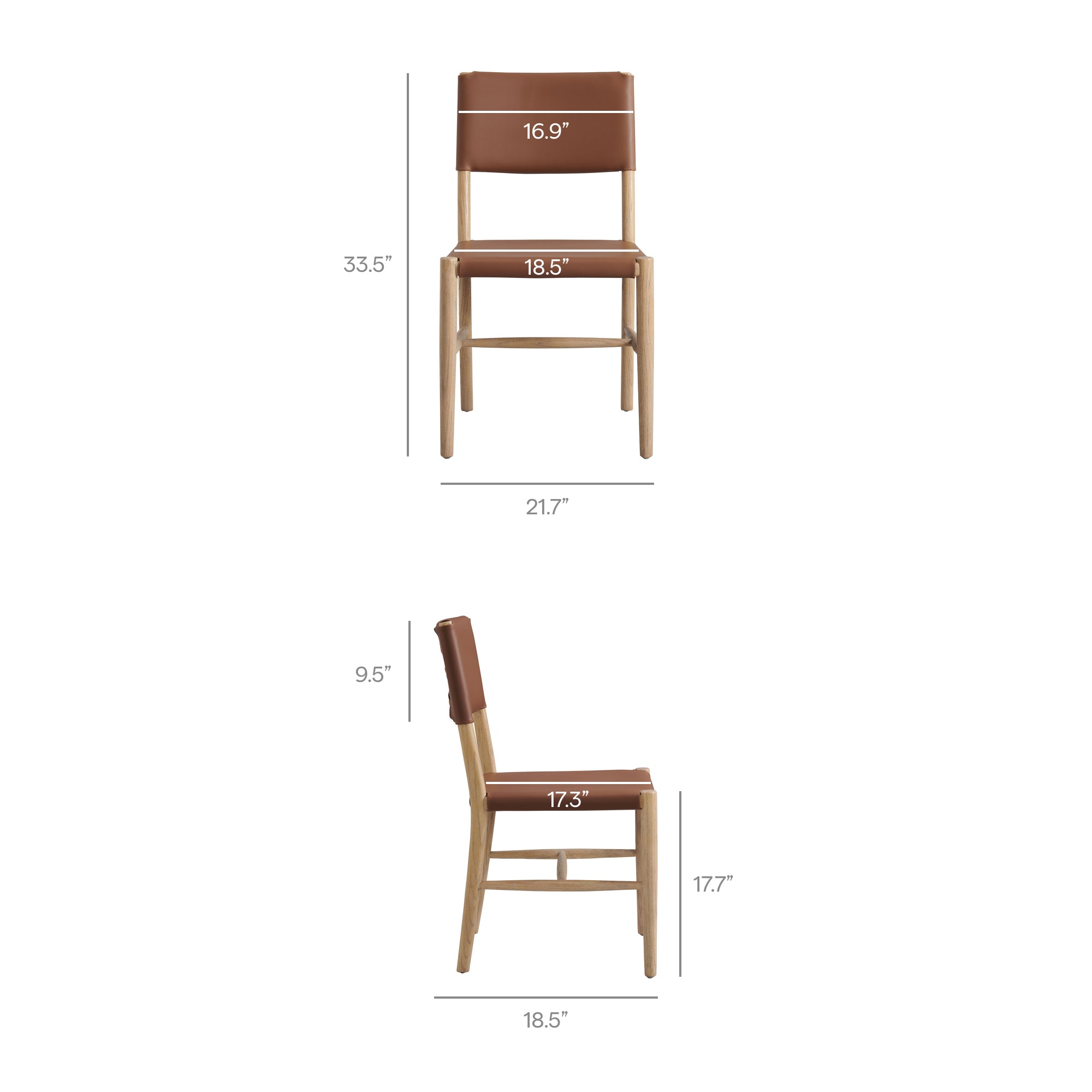 Dover Wood Vegan Leather Dining Side Chair - Natural