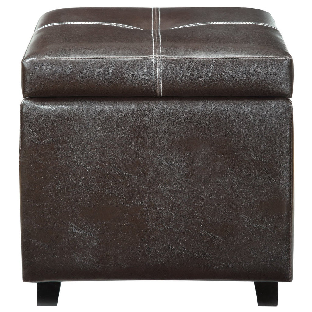 Treasure Upholstered Vinyl Ottoman - Espresso