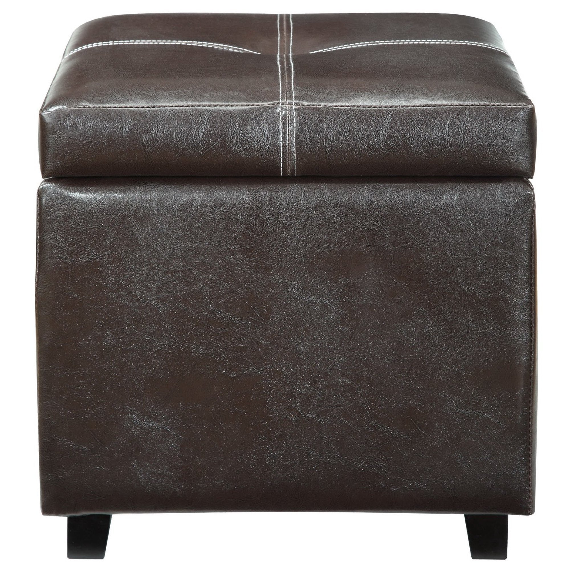Treasure Upholstered Vinyl Ottoman - Espresso