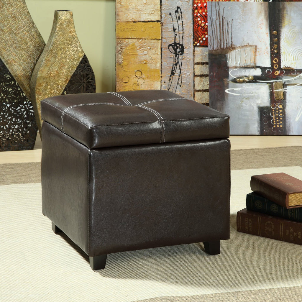 Treasure Upholstered Vinyl Ottoman - Espresso