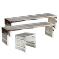 Gridiron Benches Set of 3 - Silver