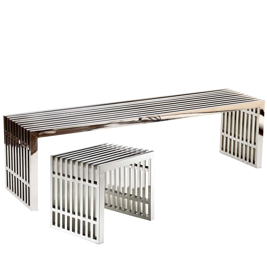 Gridiron Benches Set of 2 - Silver