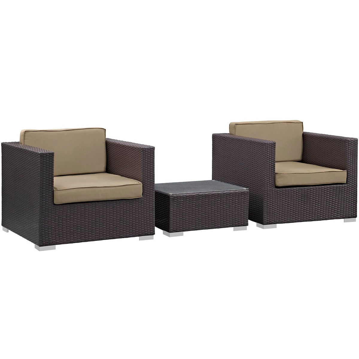 Burrow 3 Piece Outdoor Patio Sofa Set - Espresso Mocha