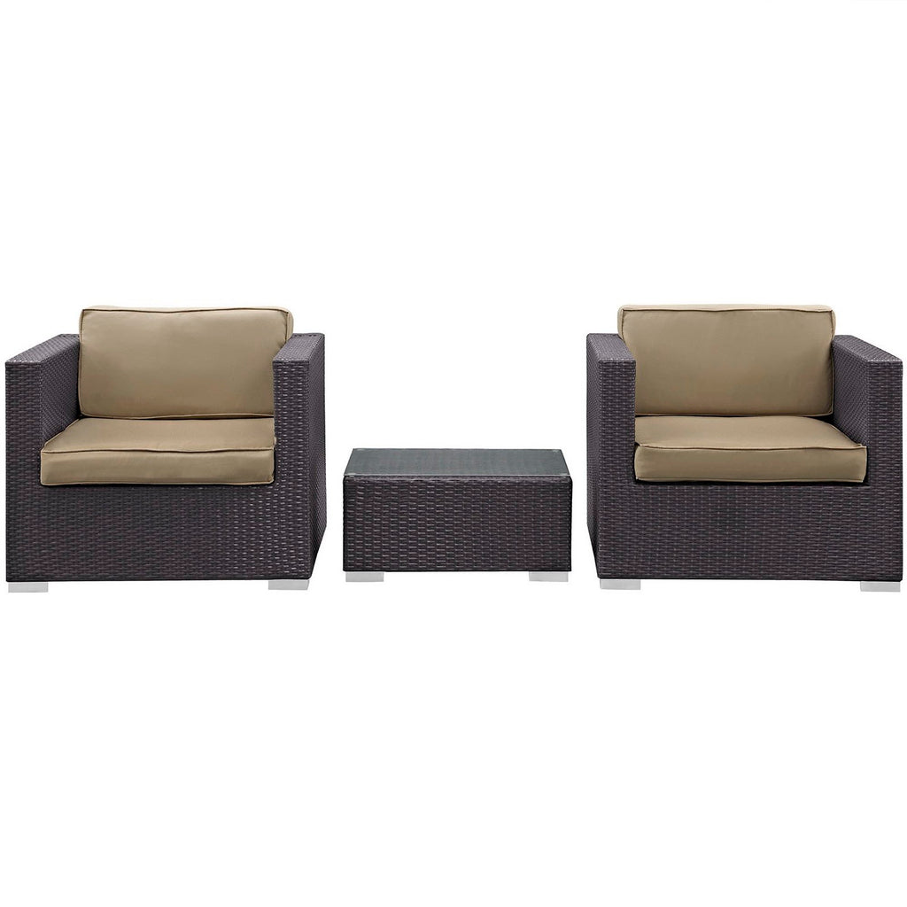 Burrow 3 Piece Outdoor Patio Sofa Set - Espresso Mocha