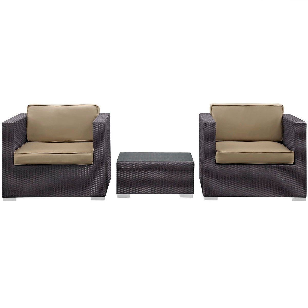 Burrow 3 Piece Outdoor Patio Sofa Set - Espresso Mocha