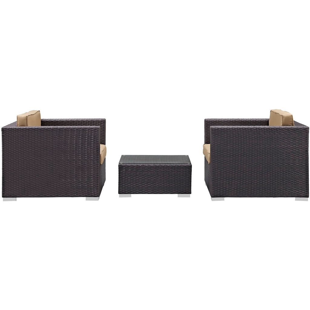 Burrow 3 Piece Outdoor Patio Sofa Set - Espresso Mocha
