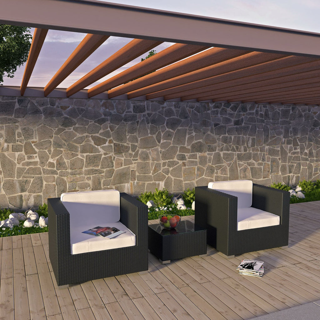 Burrow 3 Piece Outdoor Patio Sofa Set - Espresso White