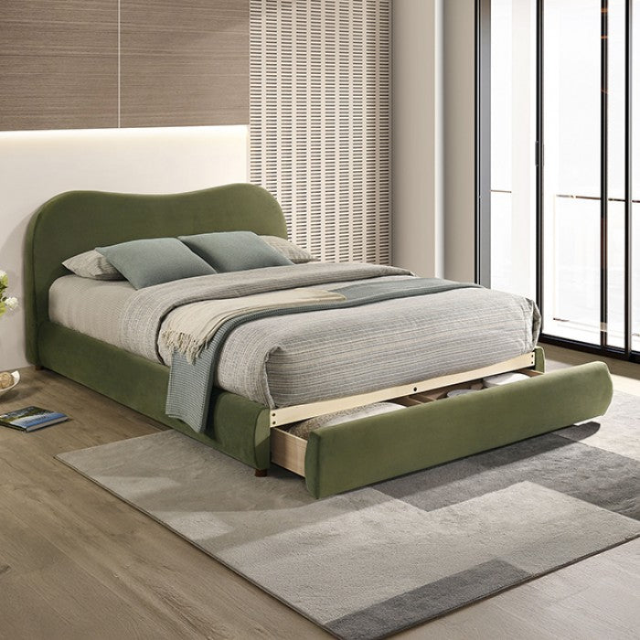 Grimsby Storage Bed - Olive Green Performance Velvet - Queen